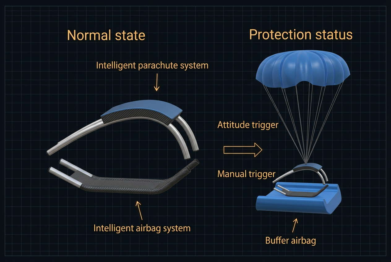 Diagram of the intelligent parachute and buffer airbag protection system